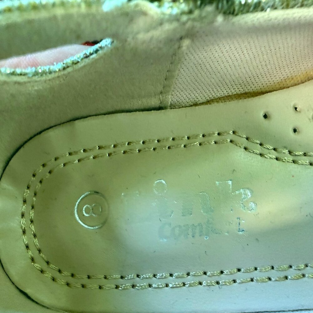 Link Comfort Toddler Girls Size 8 Gold Gemstone Mary Jane Flats Dress Shoes - Picture 6 of 7